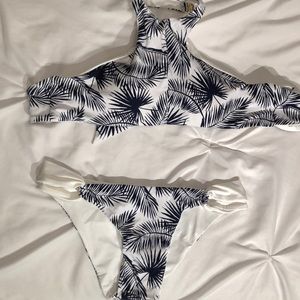 KHONGBOON Royal Blue Palm Tree Reversible Bikini